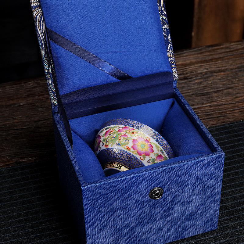 Ceramic Enamel Color Tasting Single Blue and White Douli Japanese Style Filigree Tea Bowl Kung Fu Master Cup Gift Bo