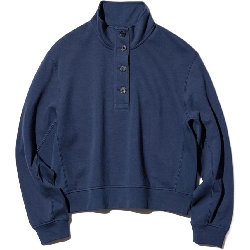 Uniqlo Retro Minimalist Solid Color Long Sleeve Sweatshirt Women Sweatshirt 487585-69