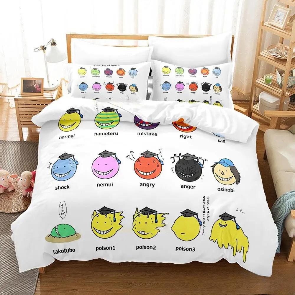 3D Cartoon Assassination Classroom Koro-sensei Bedding Set Boys Girls Twin Queen King Size Duvet Cover Pillowcase Bed Boys Adult