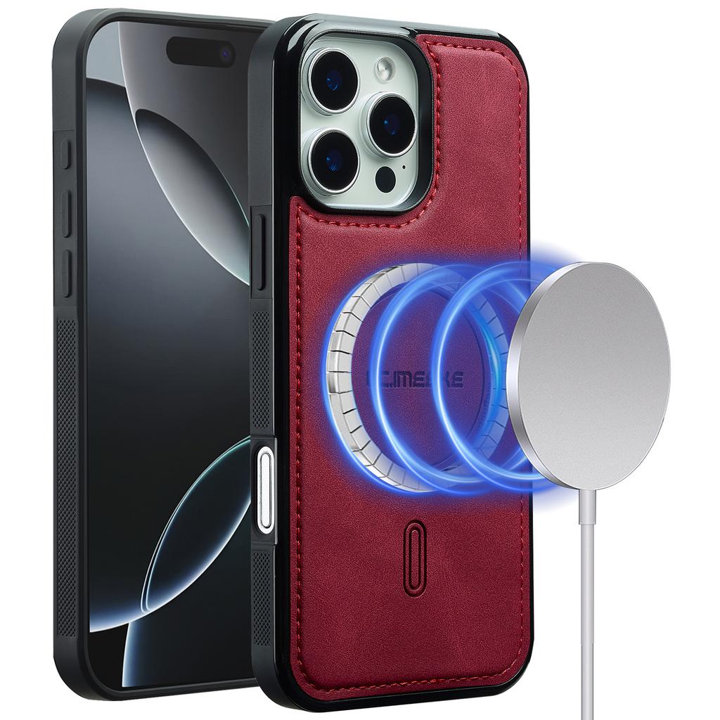 LC.IMEEKE L6 For iPhone 16 Pro Max Case PU Leather Coated PC TPU Phone Cover Compatible with MagSafe