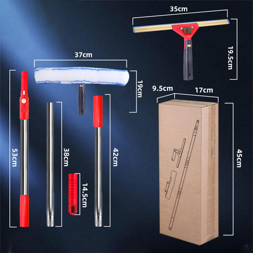 3x Glass Cleaning Scraper Set for Long Reach Extendable Squeegee Window Cleaner for Patio Bathroom Shower Garden High Window