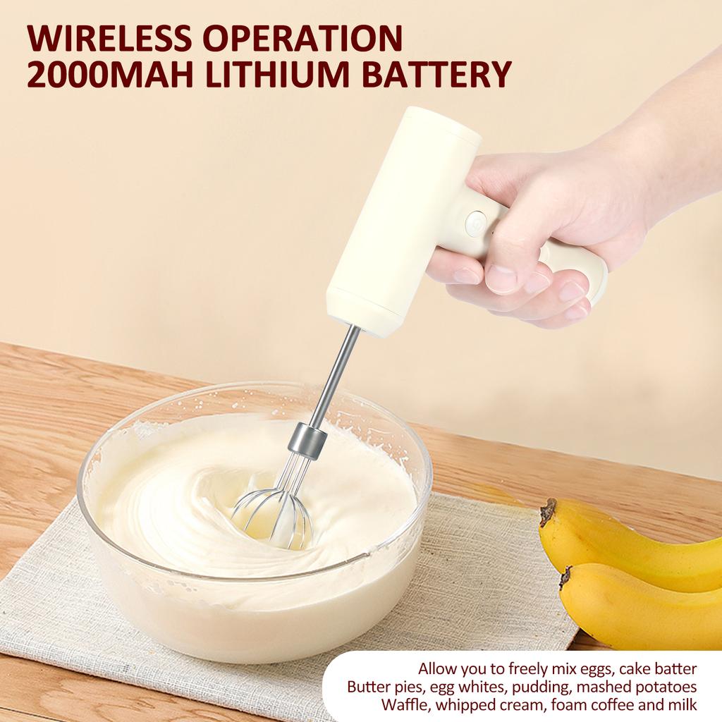Wireless Electric Food Mixer 3 Speeds Portable Hand Mixer USB Rechargeable Small Mixer for Dough Egg and Cream Kitchen Gadgets