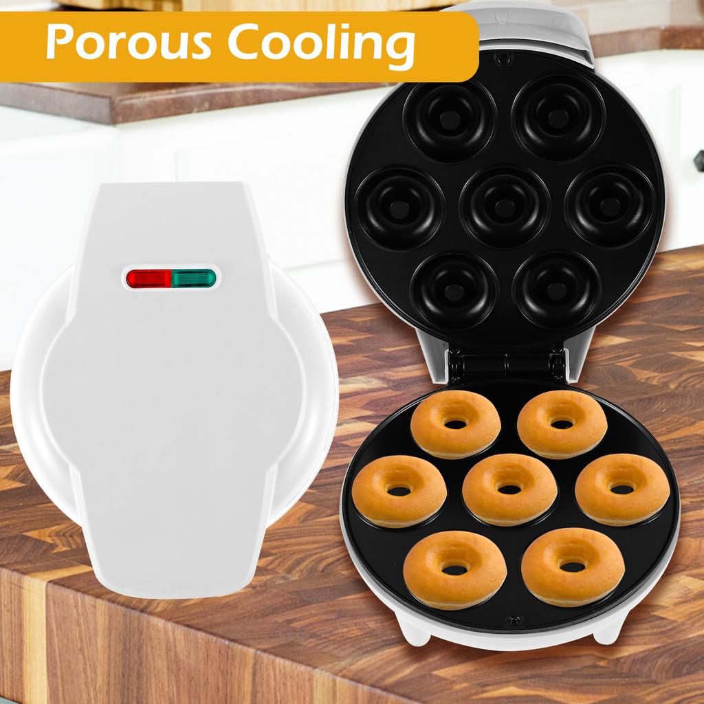 Mini-Donut-Maker 1200W Antihaft-Donut-Maker-Maschine 7 Löcher Runder Elektrischer Donut-Maker mit Anti-Rutsch-Füßen für die Küche