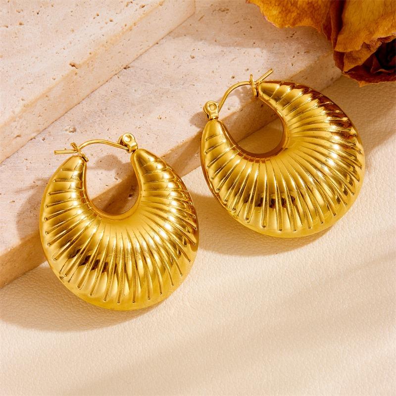 Stainless steel 18k vacuum furnace electroplated threaded hollow statement earrings