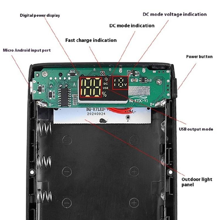 Battery Case Powerbank Universal 18650 With Adjustable 512v Output For Multiple Devices For Travel Gadgets Electronics