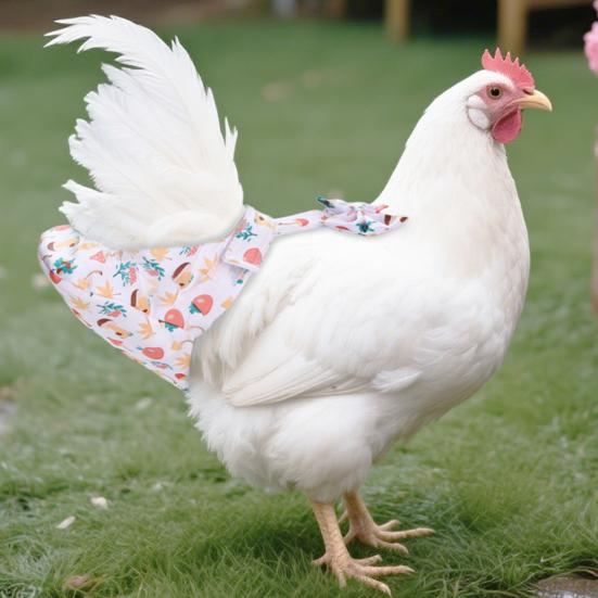 Duck Diaper with Leash Mushroom And Leaf Print Poultry Diaper Adjustable Farm Pet Diaper with Bow Knot for Goose Chicken Duck