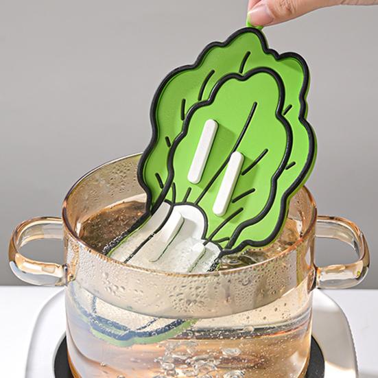 Suport capac oală Slot Anti-Alunecare Formă Varză Chineză Suport capac oală Silicon Depozitare Tocător Organizator Bucătărie