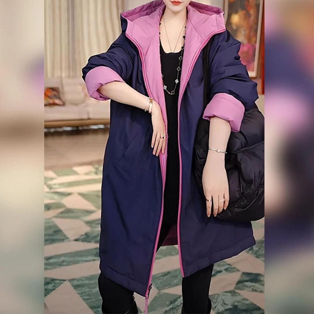 Women Fashion Loose Warm Cotton Coat Winter Double Sided Hooded Jacket Elegant Casual Outwear