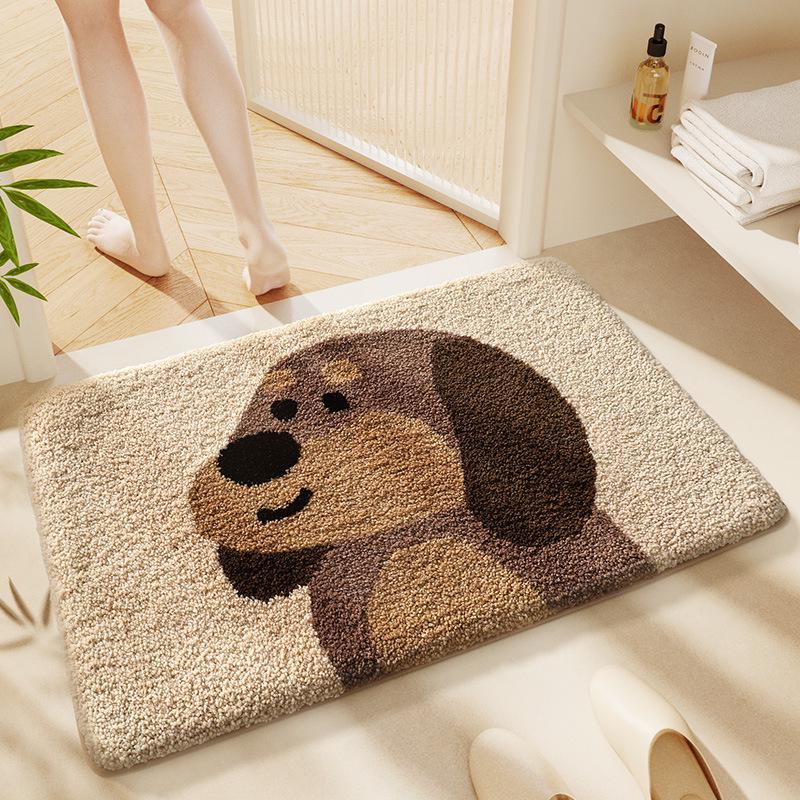 Cartoon Animal Imitation Cashmere Non-Slip Door Mat - Thick, Wear-Resistant, Water-Absorbing Entrance Rug