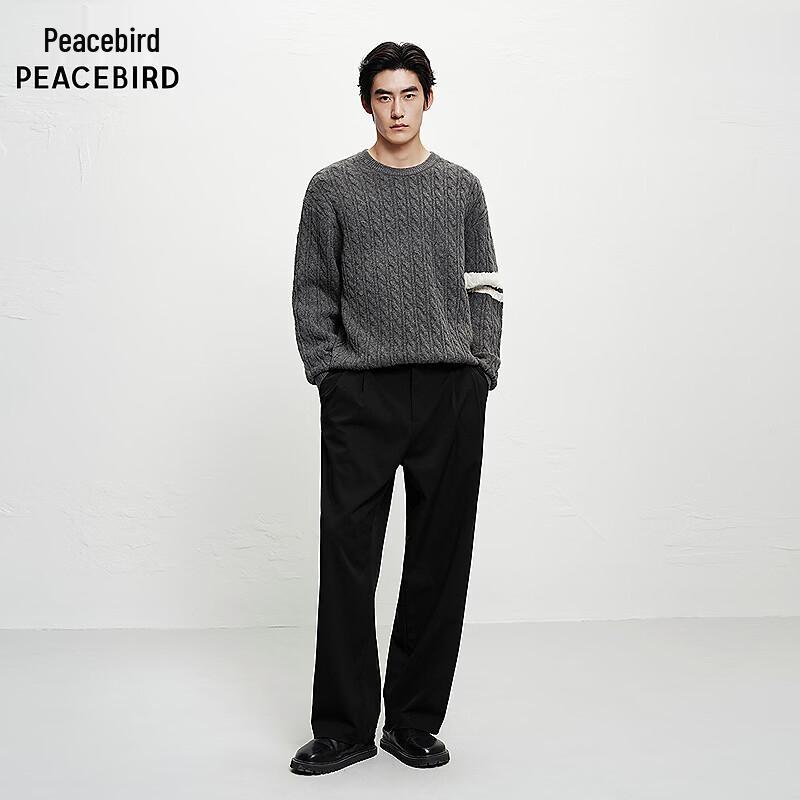 PEACEBIRD MEN Loose Fit Round Neck Pullover Sweater