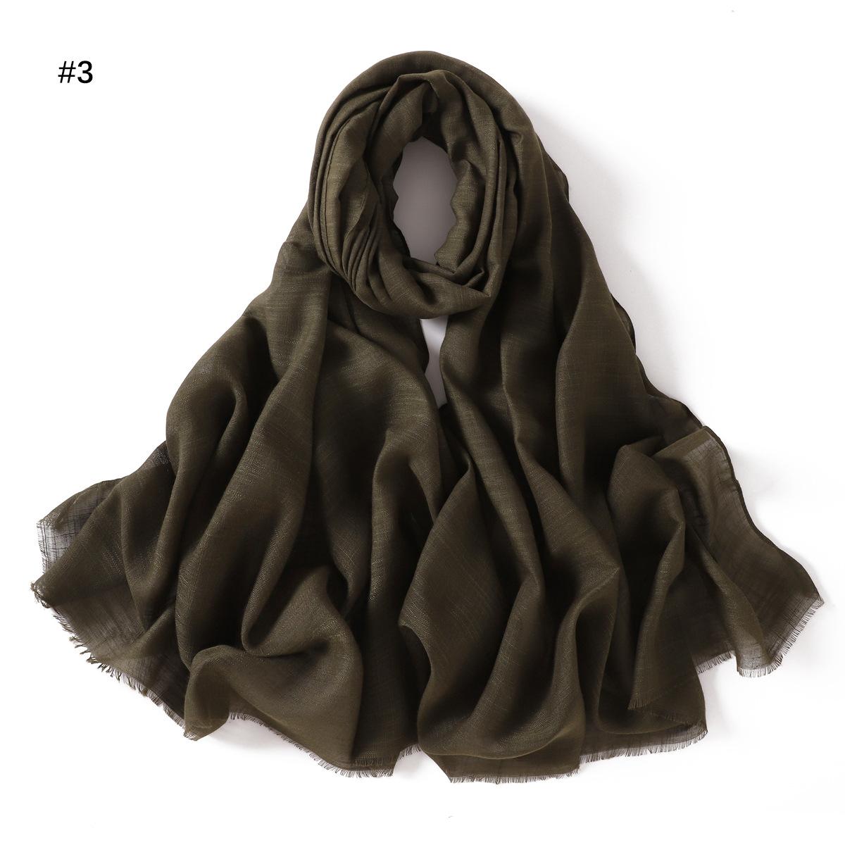 

150G Autumn and Winter Thick Style Soft Bamboo Cotton Musulman Headband Short Tassel Scarves Bamboo Woven Hijab Solid Shawl