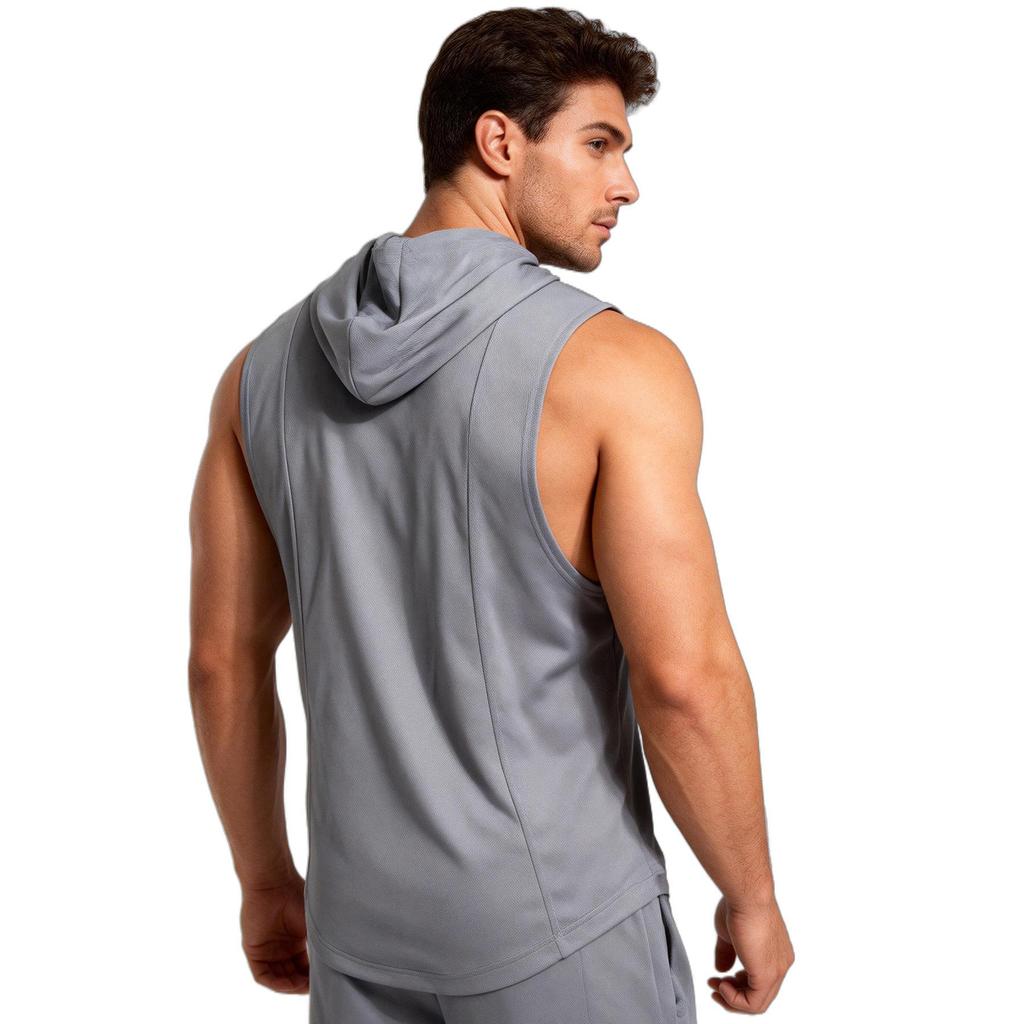 Hooded Muscle Tank Top for Men Athletic Basketball Vest Breathable Gym Fitness Sleeveless Shirt