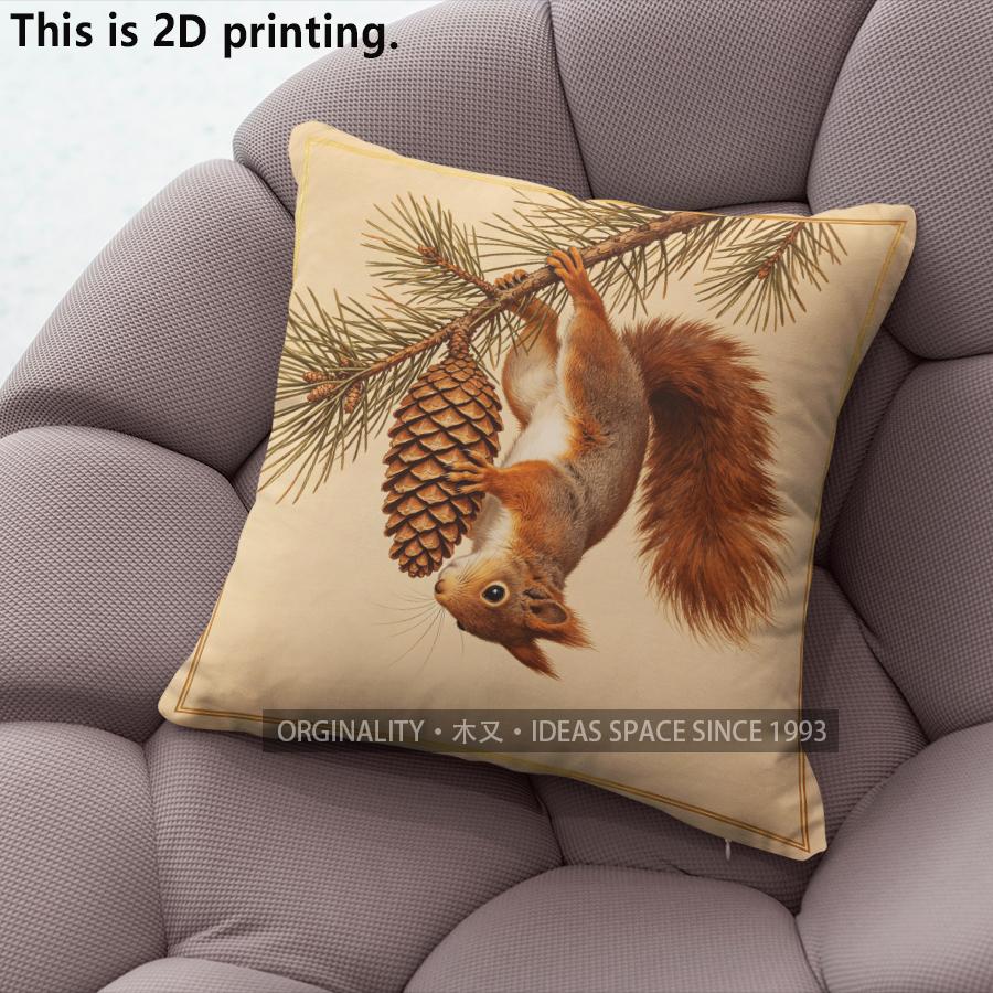 Cute Squirrel Pinecone Decorative Throw Pillow Covers Pattern Cushion Cover Suitable For Sofa Bedroom Car Pillow Cover 40x40cm