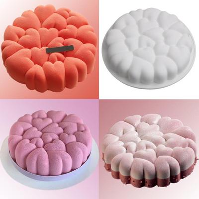 Round 7-Inch Patchwork Heart Silicone Mold for Mousse Cake and Chocolate Baking