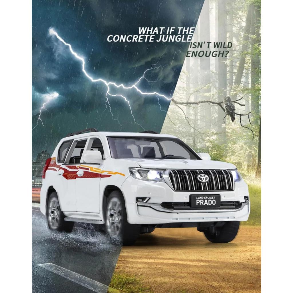 1/32 Toyota PRADO Land Cruiser SUV Alloy Car Model Diecast Metal Off-road Vehicle Car Model Sound and Light Kids Toy Gift