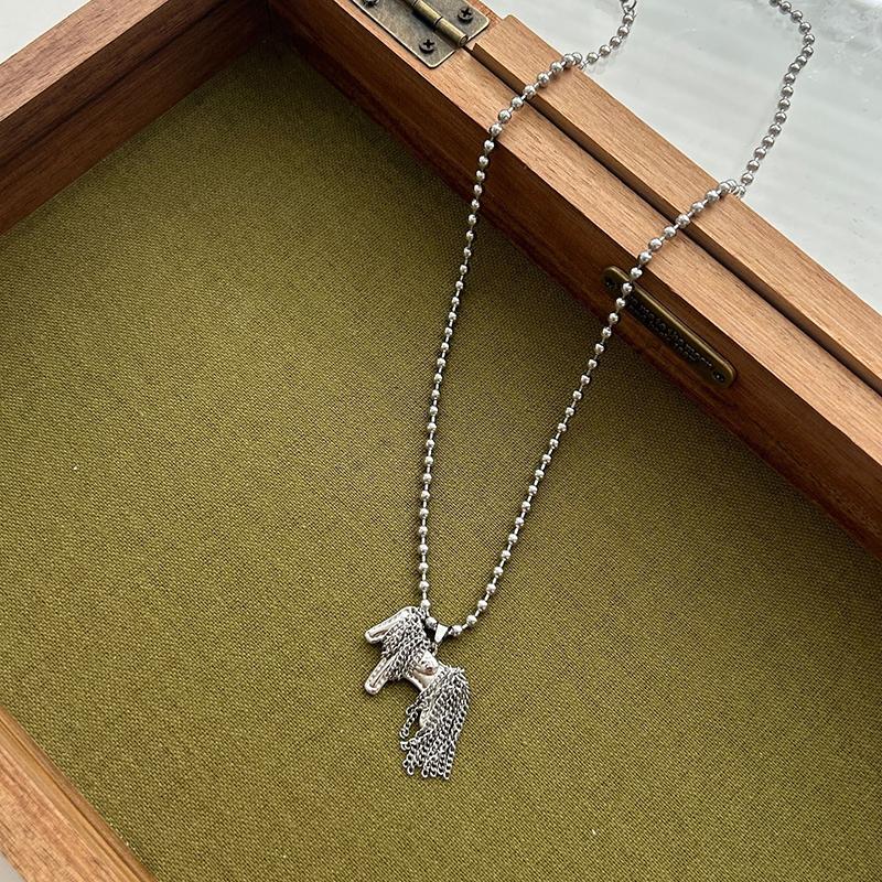 

New Fashion Pony Tassel Pendant Long Necklace For Women Light Luxury Sweater Chain Jewelry A4