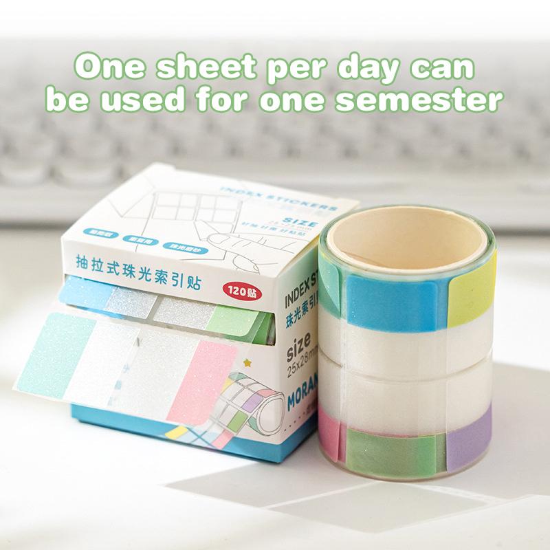 120Sheets Transparent Pearl Pearlescent Sticky Tabs Back Adhesive Writable Sticky Notes Aesthetic Stationery Blank Sticky Note