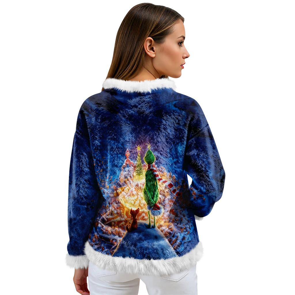 Women's Casual Fleece Sweatshirt  Long-Sleeve Round  Neck Casual Comfortable Loose-Fit Lightweight Women's Flannel Sweatshirt