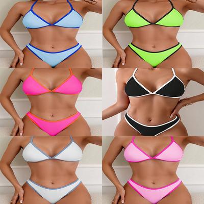 1Set New Color Matching Halter Sexy Bikini Bikini for Women Beach Hot Spring Swimsuit Bikini