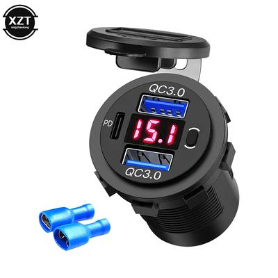 12V-24V USB Auto-Handy-Ladegerät QC3.0 5V 3A USB Auto-Steckdose Schnellladung PD-Anschluss Zigarettenanzünder Wasserdicht 12V Ladegerät Zubehör