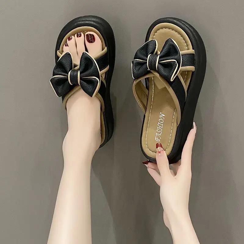 Fashion Woman Slippers Open Toe Platform Shoes for Women Chic and Elegant Shoe On Offer Slip-resistant Sandals Vip Small Size 39 Slides