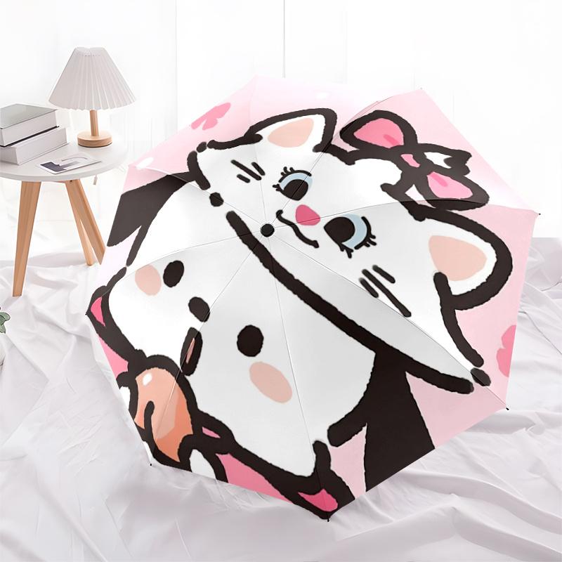 

1pc Pink Bow Cat Design Automatic Opening/Closing Umbrella with Foldable Design, Iron Frame Outdoor for Fans, Travelers, Daily Use, Gift Idea.Z025