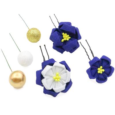 JZOON Hair Ornament Colors Flower Design Perfect for and Other Japanese and Weddings Royal Blue (6 Available) - Tsumami-zaiku - Coming-of-Age