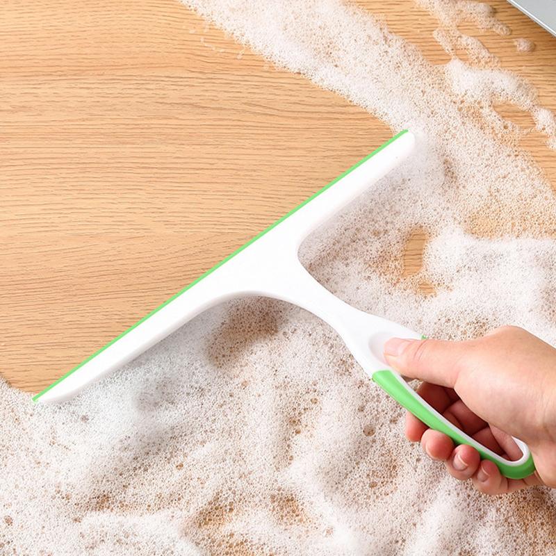 Green Household Long Handle Household Scraper Wiper Glass Wiper Plate Silicone Mirror Defogger Double Sided Wiper