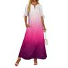 Ladies Casual Fashion Temperament Elegant Waist Gradient Color Print Long Dress