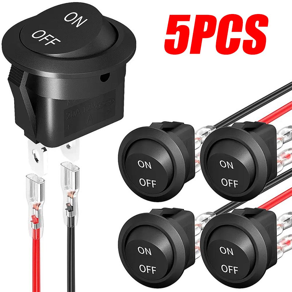 

Провод для переключения передач автомобиля DC12V-24V ON/OFF, круглый кулисный переключатель для лодки, 2-контактный кнопочный переключатель SPST для автомобилей, автофургонов, лодок