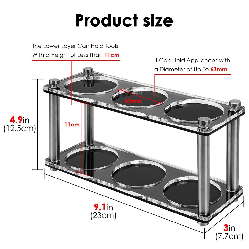 TOCCOOL Espresso Tamper Holder, Double-Layer Acrylic Stand for 515358mm Flour Presses, Distributors, and Measuring Rings, Holds 6 Barista Accessories