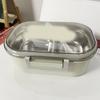 Stainless Steel Lunch Box Korean Style 2 Compartment Bento Box Metal Food Container for Kids Adults