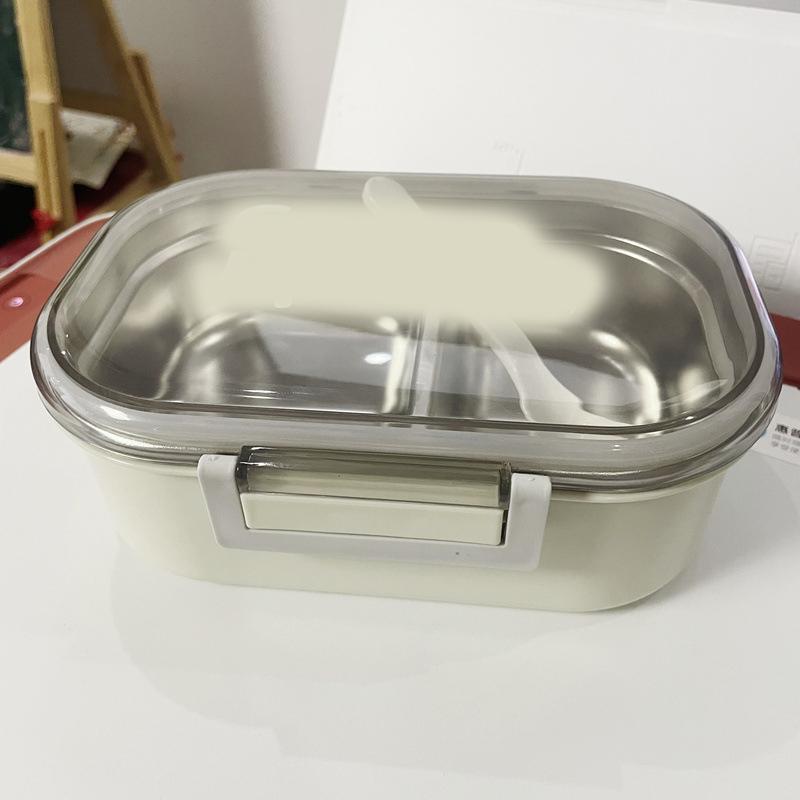 Stainless Steel Lunch Box Korean Style 2 Compartment Bento Box Metal Food Container for Kids Adults