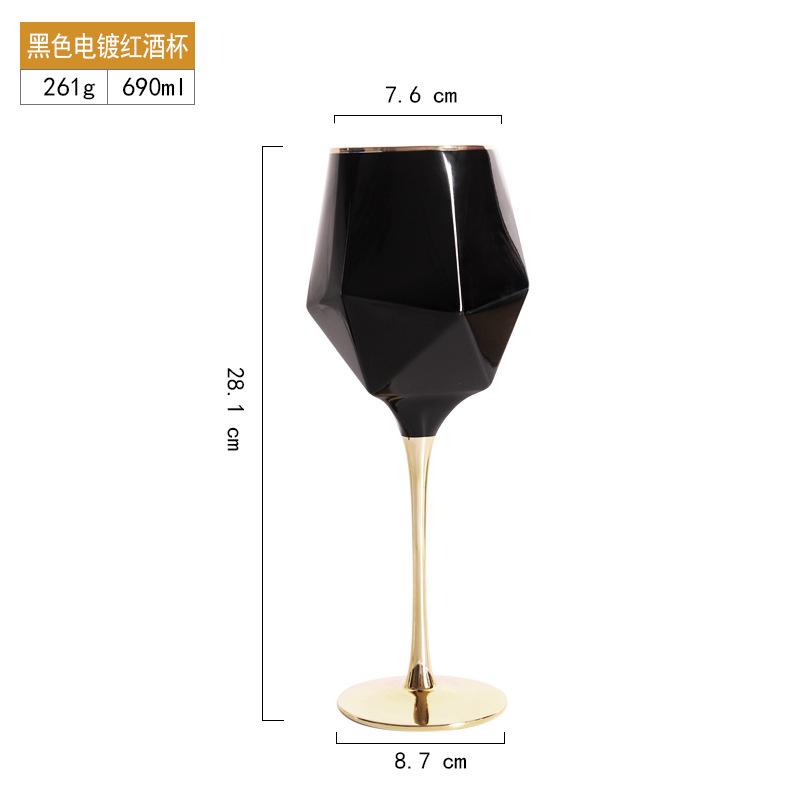 Simple wine glass Phnom Penh black electroplated straight glass wine glass irregular cup body goblet model room setting table