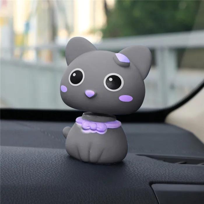 Car Ornaments Cute PVC Shaking Head Cat Figure Dolls Decoration Automobiles Interior Dashboard Nodding Plastics Toys Accessories