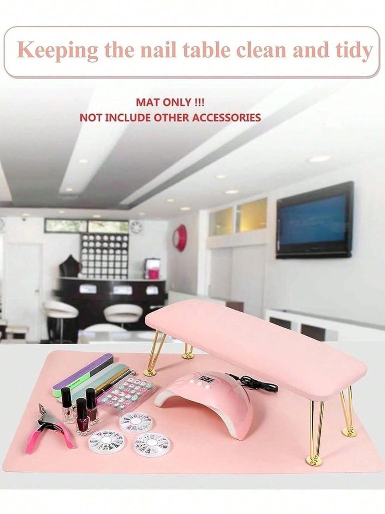 1/2pcs Pink Nail Art Table Mat Portable Foldable Nail Art Armrest Mat Microfiber Leather Soft Nail Art Mat for Nail Art Salon