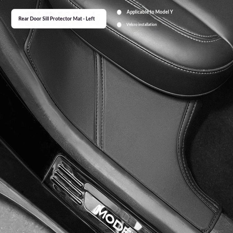 Car Door Sill Protector Set For Model Y Microfiber Leather Anti Scratch Kick Pad Threshold Protection Guard Strip Interior
