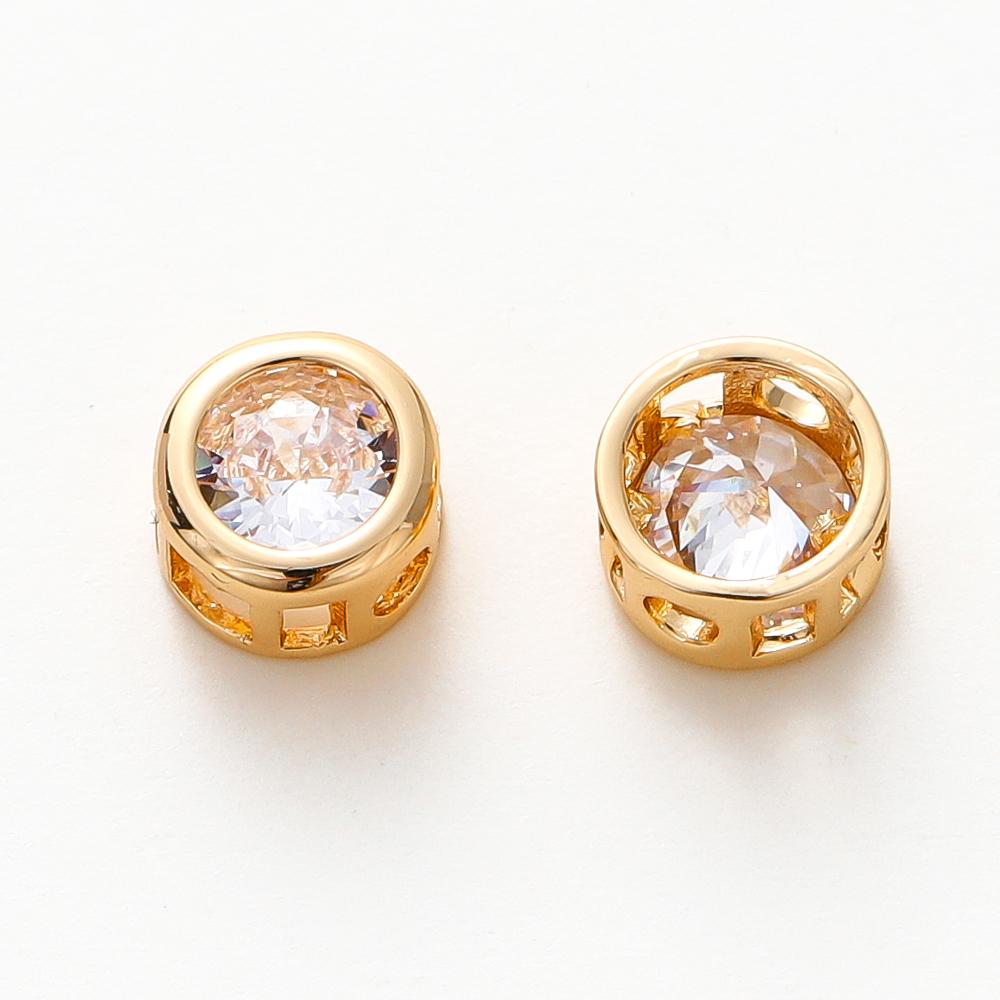 

2/4/6Pcs 18K Gold Plated Rhinestone Round Beads Brass Metal Cubic Zirconia Spacer Beads DIY Jewelry Making Accessories 2pcs x 8mm