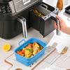 Square Silicone Air Fryer Liners Foldable Non-Stick Baking Tray with Grease Draining Grooves Heat-Resistant Dishwasher Safe Air Fryer Accessory