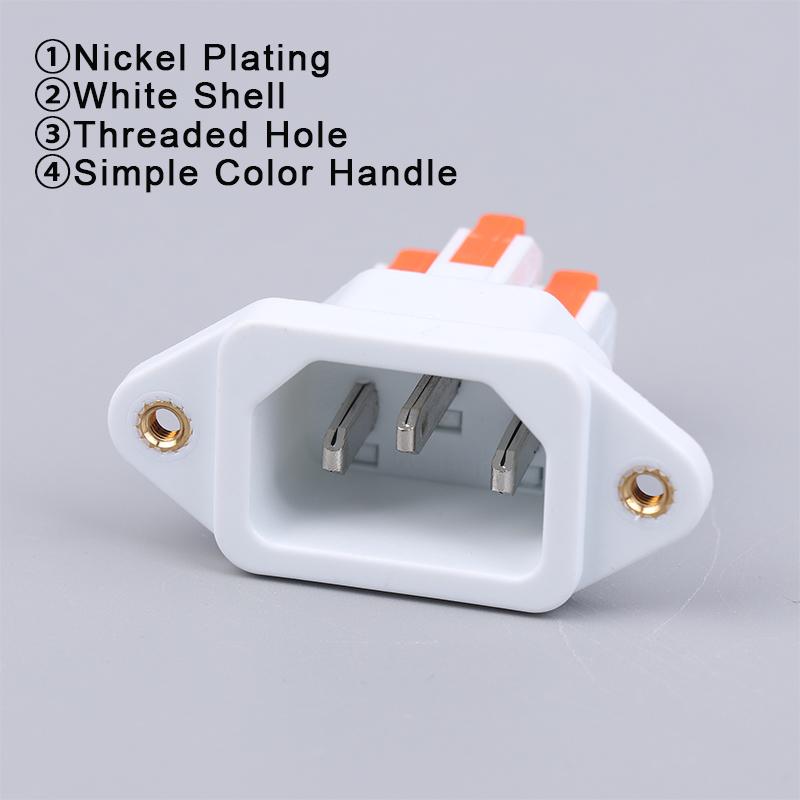 NEW IEC C14 3 Pin Socket Quick Connect Press Charging Power Supply Socket 3 Core Male Socket 250V 10A Easy Install Connect