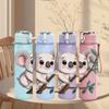 1PC Cute Koala On Eucalyptus Branch Print 750ml Color Plastic Sports Water Bottle Leakproof Flip Straw Lid Suitable for Sports Office Home Use