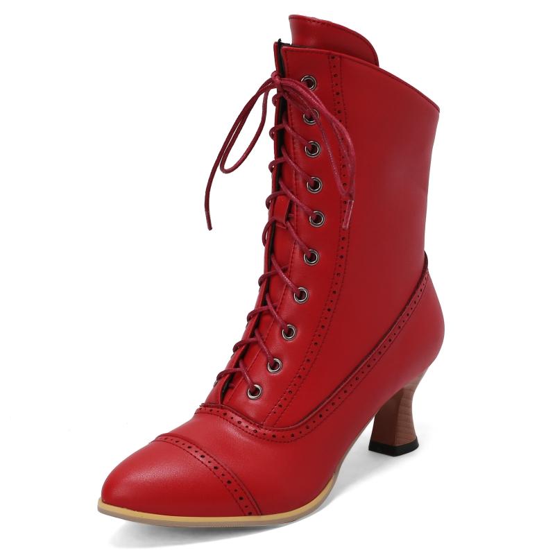 

Модные ботильоны на шнуровке для женщин 2024 зима осень синий серебристый красный белый короткие ботинки вечерние туфли женские элегантные большие размеры 45 48 45 красный
