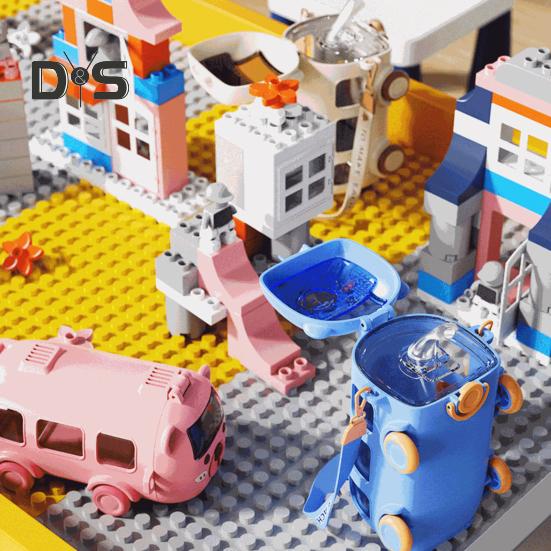 Rypadlo Láhev na vodu pro děti 500ml Nepropustný Kreslený hrnek s kolečky Nastavitelný popruh Odklápěcí víčko se slámkou Láhev na vodu do školy ven