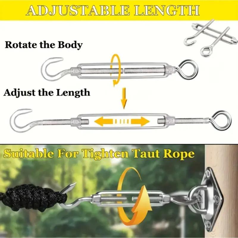 10/1Pcs Stainless Steel Hook Eye Turnbuckles Adjustable Wire Rope Tensioner Clothesline Tightener Marine Hardware M4 M5 M6