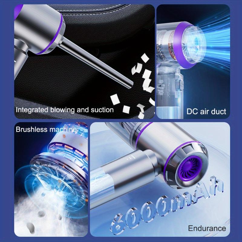 High Power Car Vacuum Cleaner Wireless Mini Handheld Strong Suction Cleaning Machine Brushless Motor Portable Air Duster for Car Home