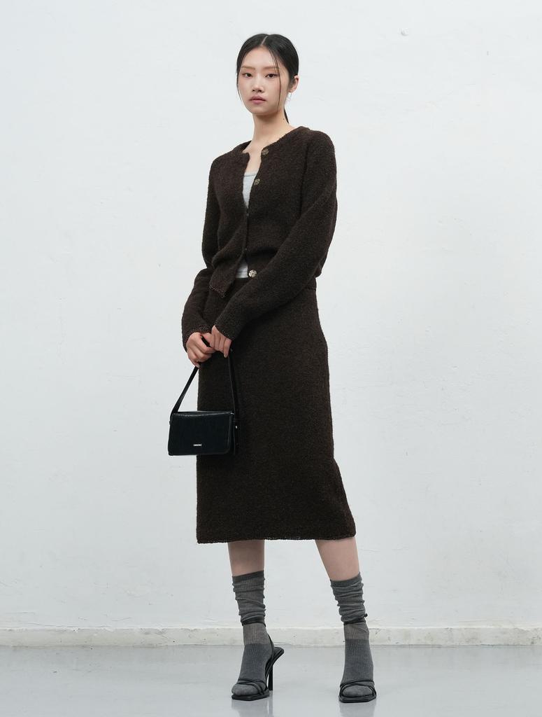 General Idea Metal Mix Boucle Midi Skirt [Brown] / Wbe4L54540