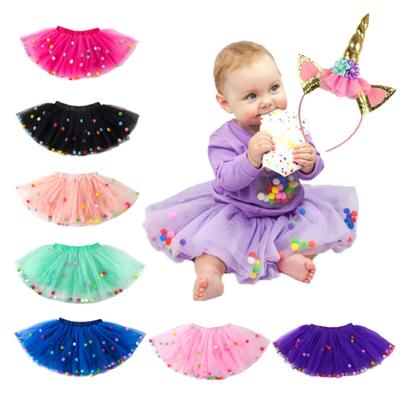 Tutu Skirt Girl Princess Party Skirt Kids Girls Tutu Skirt Fluffy Mini Rainbow Tutu Dot Pink