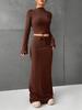 Women's Slimming Lace-up Long Dress Set - Solid Color for Autumn/Spring