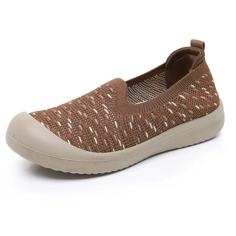 Spring New 2025 Women's Shoes Fashion Breathable Mesh Hollow Round Head Casual Shoes Women Non Slip Slip on Vulcanized Shoes