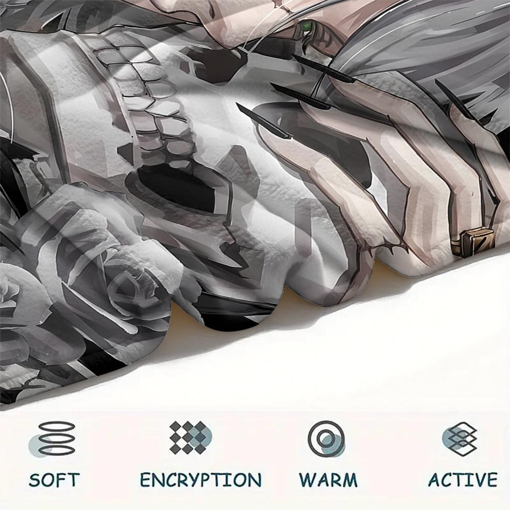 1PC Black Butler Print Flannel Blanket, High Quality All Seasons, Home Decor, Warmth and Comfort, Perfect for Christmas Gifts